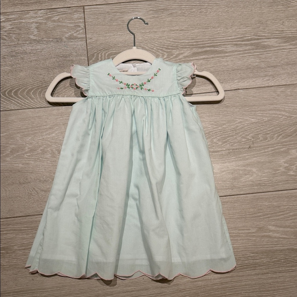 Charming Pastel Green Kids Dress with Floral Details